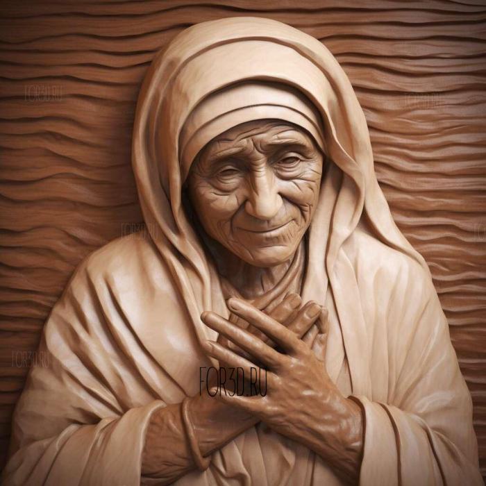 Mother Teresa 3 stl model for CNC